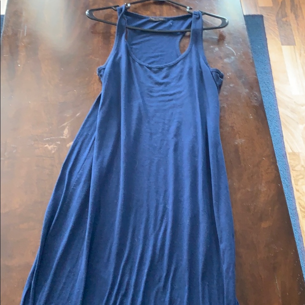 A navy blue dress.